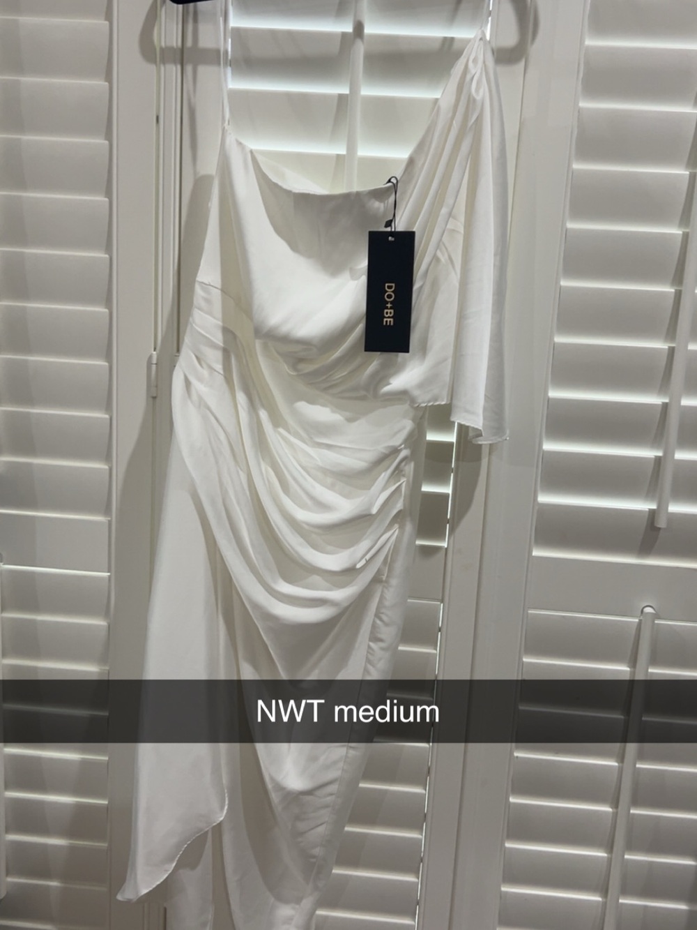 DO+BE White One-Shoulder Draped Asymmetric Dress